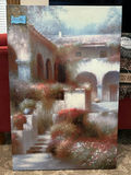 Canvas painting of a Mediterranean courtyard - thumbnail 2 of 3