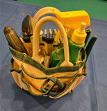 Brookstone white gardening tool bag with wooden-handled tools - thumbnail 2 of 3