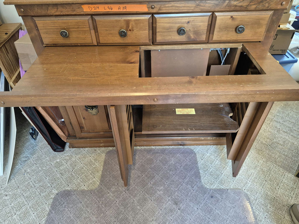 Wood Sewing Storage Cabinet with Drawers and Fold-Out Work Surface - image 3 of 9