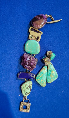 Jewelry #4 | Turqouise Earrings & Bracelet - Image 1 of 2