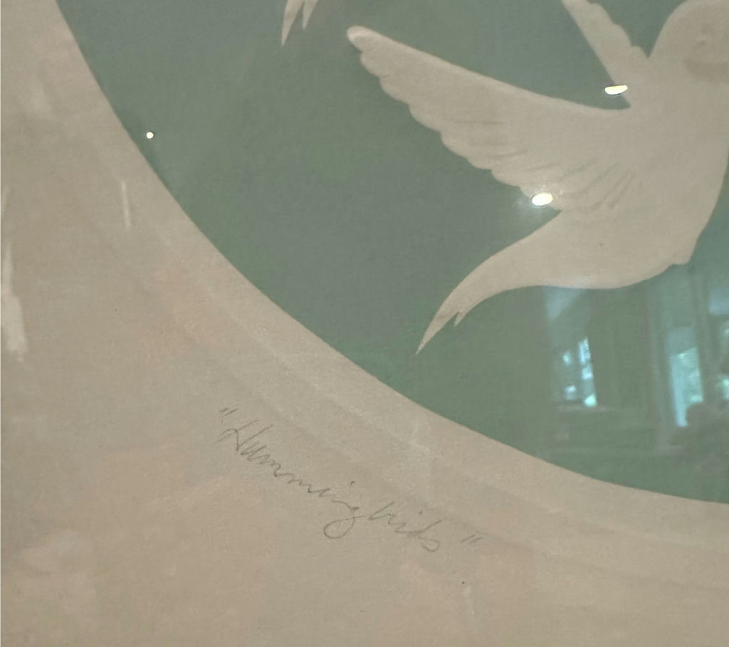 Framed hummingbird and flower silhouette art print - image 3 of 4