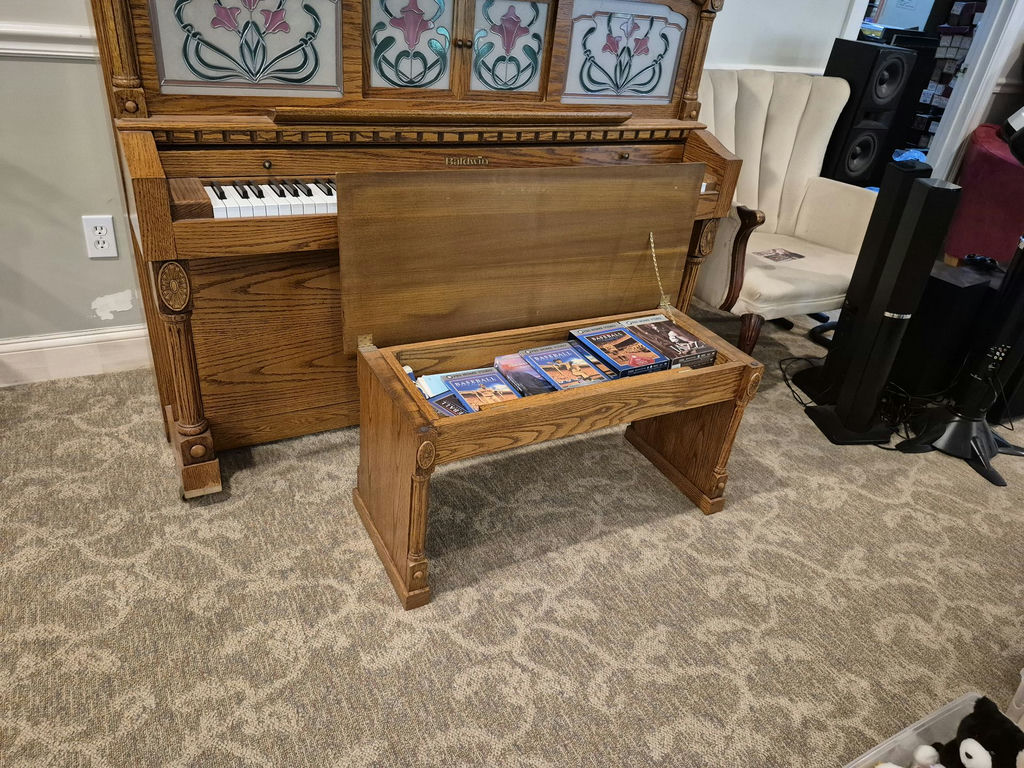 Baldwin Player Piano with Bench and Vintage Piano Rolls - image 3 of 11