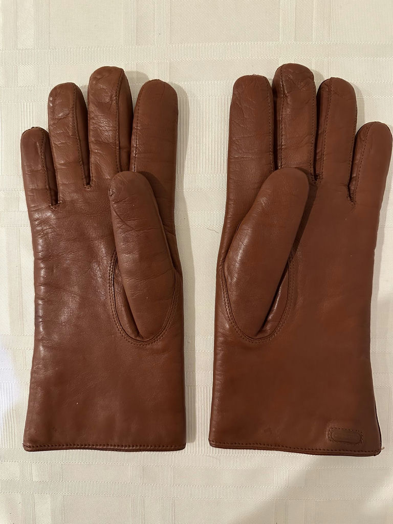 Coach Brown leather gloves with white shearling lining - image 1 of 6