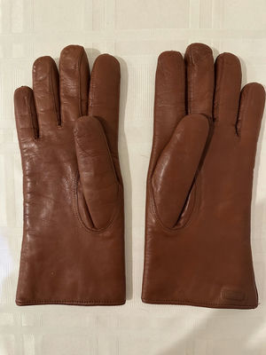 Coach Brown leather gloves with white shearling lining - Image 1 of 6