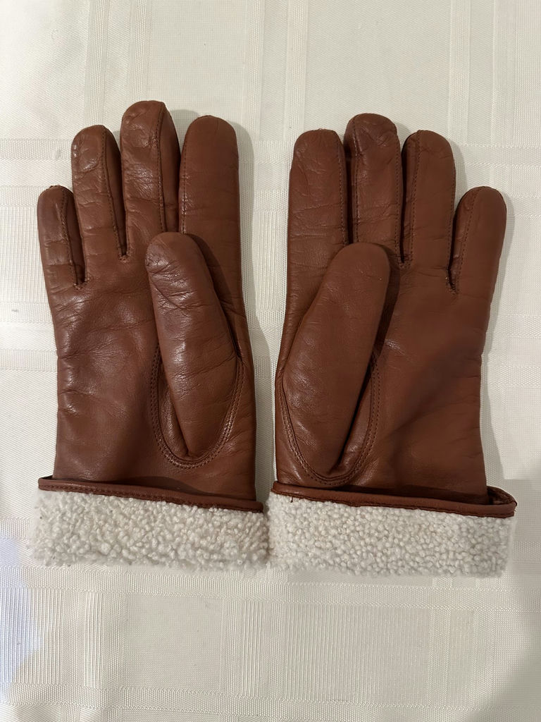 Coach Brown leather gloves with white shearling lining - image 4 of 6