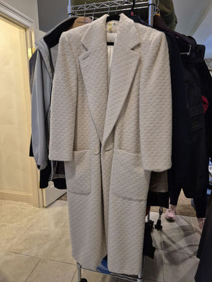 Perry Ellis White Textured Long Coat Size 10 - Image 1 of 4
