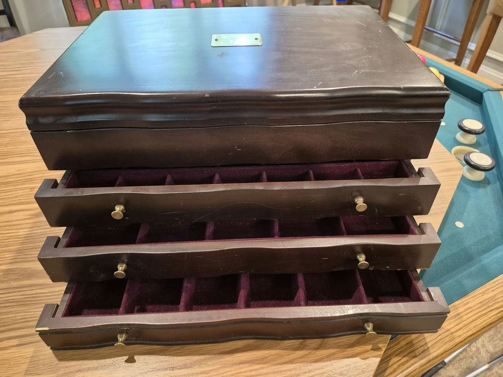 Dark wood multi-drawer jewelry box with velvet interior - image 3 of 4