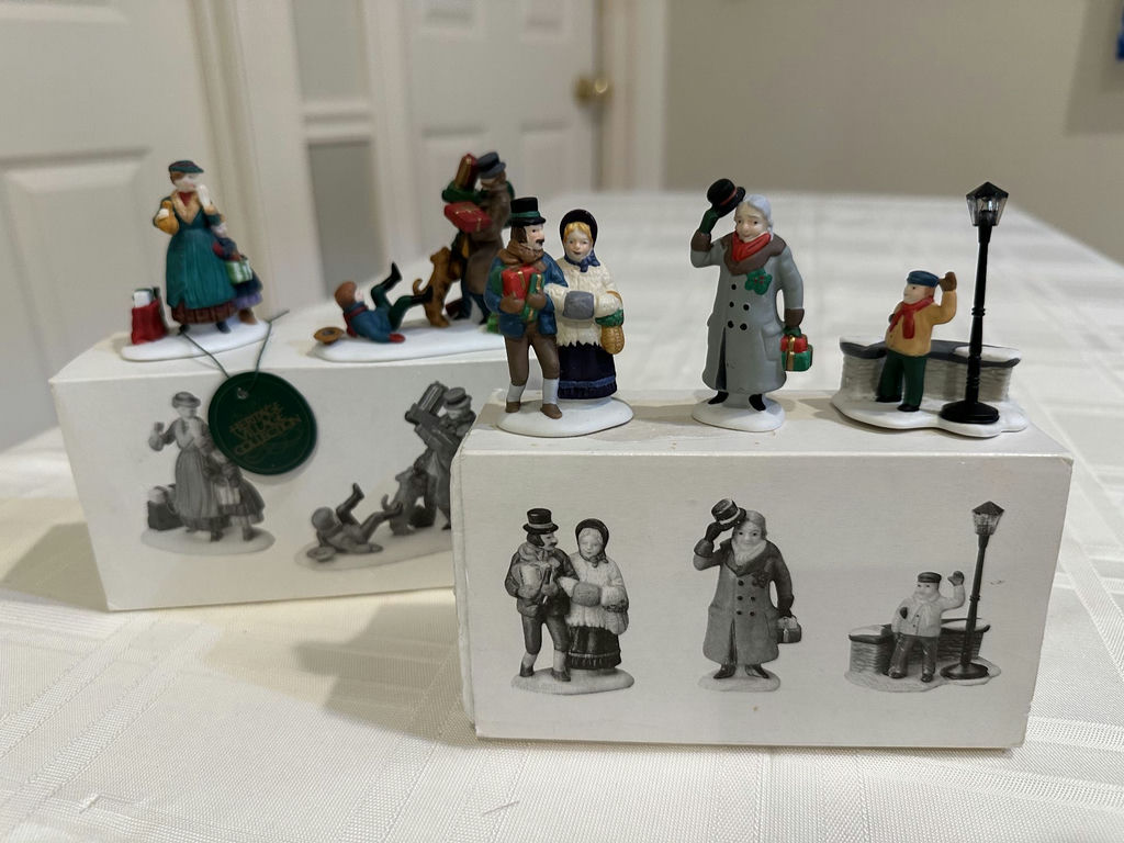 Heritage Village Collection: Don't Drop the Presents! (2) and A Christmas Carol Morning (3) with additional figures - image 1 of 11
