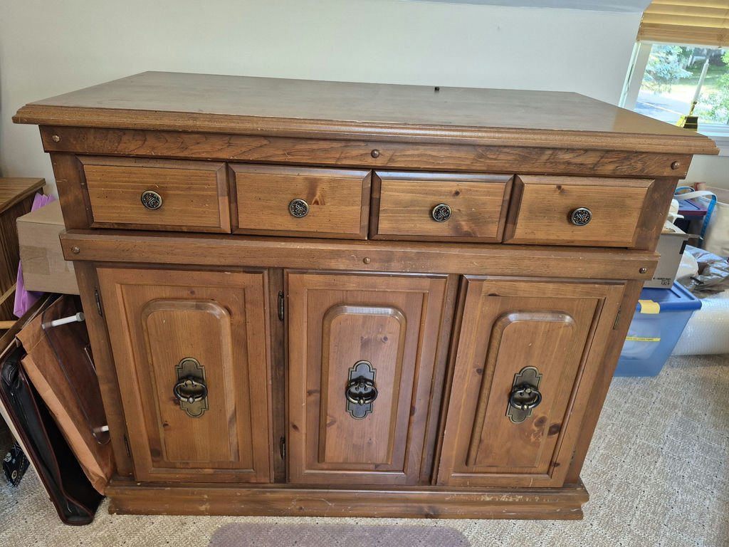 Wood Sewing Storage Cabinet with Drawers and Fold-Out Work Surface - image 1 of 9