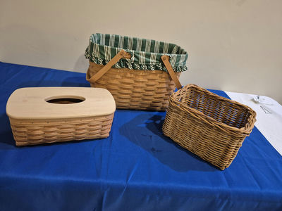 Longaberger Handwoven Baskets and Tissue Box Cover - Image 1 of 6