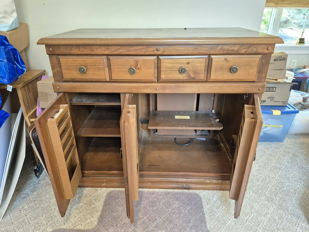 Wood Sewing Storage Cabinet with Drawers and Fold-Out Work Surface - image 2 of 9