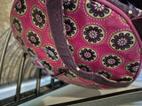Vera Bradley pink patterned handbag with purple trim and flower charm - thumbnail 3 of 5