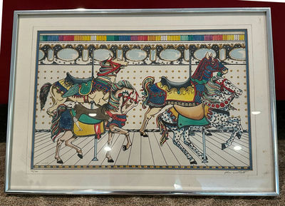Framed John Westcott Carousel Horse Print - Image 1 of 4