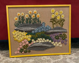 Framed floral needle point art - thumbnail 1 of 2
