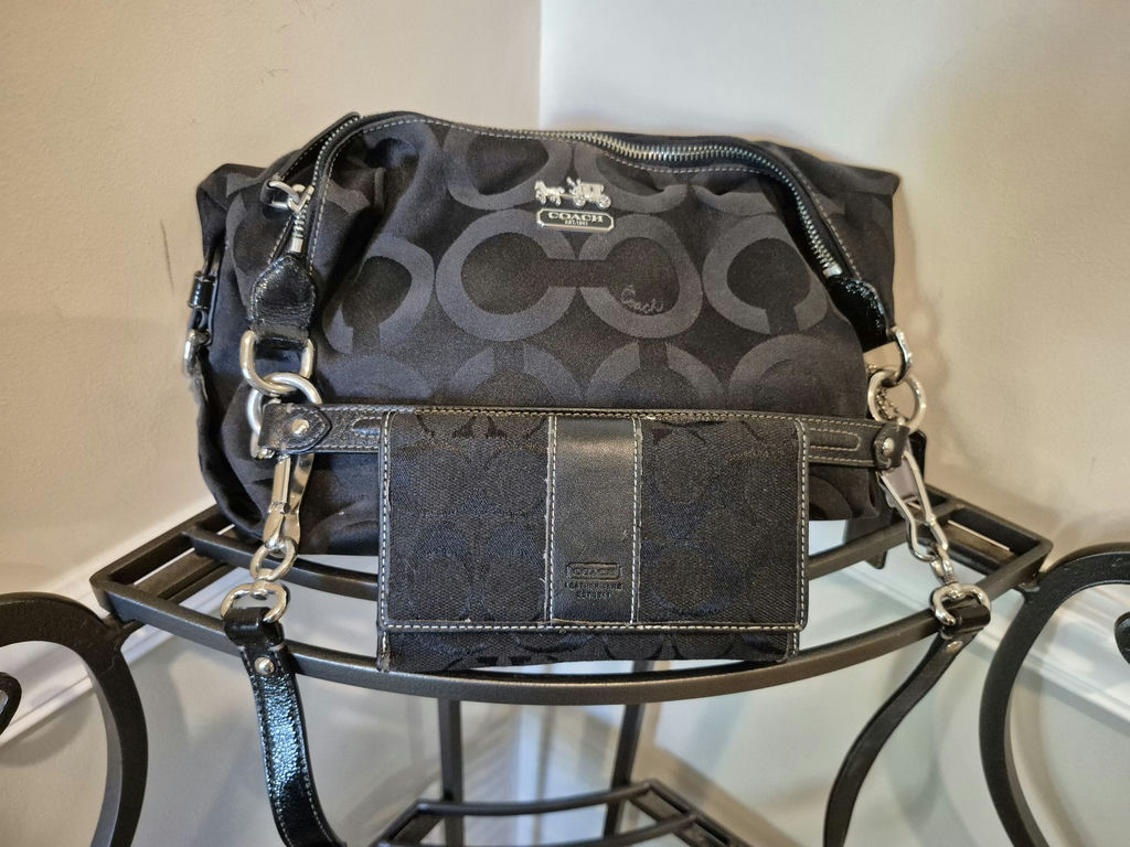 Coach bag set: black monogram bag with wallet - image 1 of 4