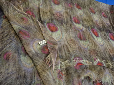Cashmere Scarf With Peacock Feather Pattern - Image 1 of 2