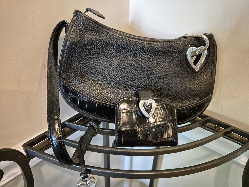 Brighton: Black Leather  Crossbody Bag with Matching Wallet - image 1 of 5