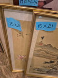Pair of Framed Chinese Paintings: Bird and Landscape - thumbnail 4 of 4