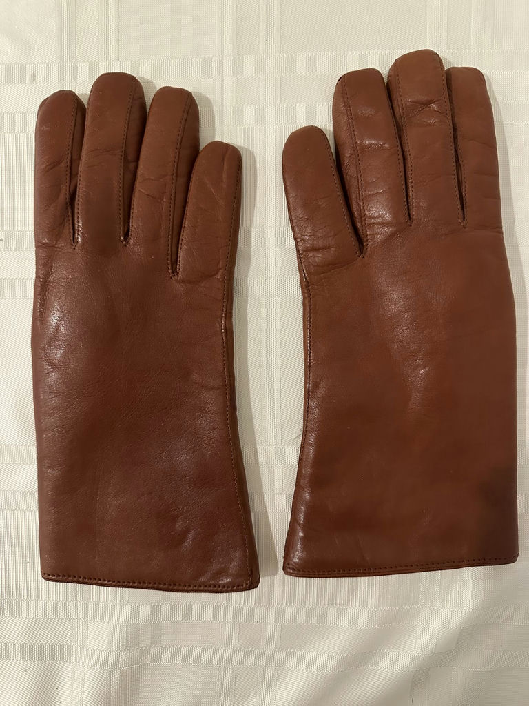 Coach Brown leather gloves with white shearling lining - image 3 of 6