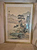 Pair of Framed Chinese Paintings: Bird and Landscape - thumbnail 2 of 4