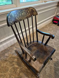 Antique wooden rocking chair with carved backrest - thumbnail 3 of 3