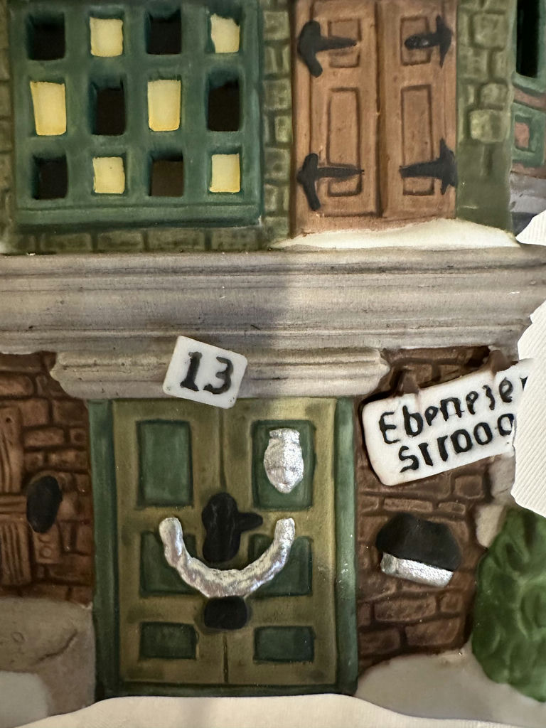 Dickens Village Scrooge house with Winter Birch Tree and Snow Accessories - image 7 of 9