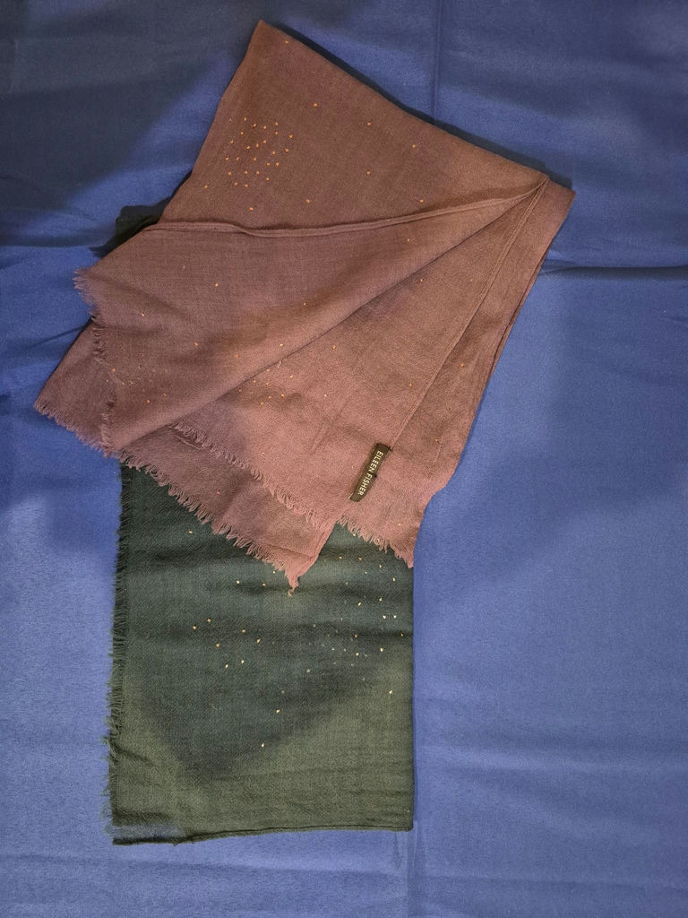 Two Eileen Fisher Fringed Scarves with Metallic Dot Accents - image 1 of 2