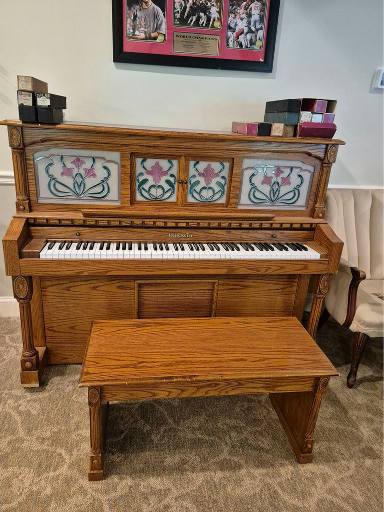 Baldwin Player Piano with Bench and Vintage Piano Rolls - image 1 of 11