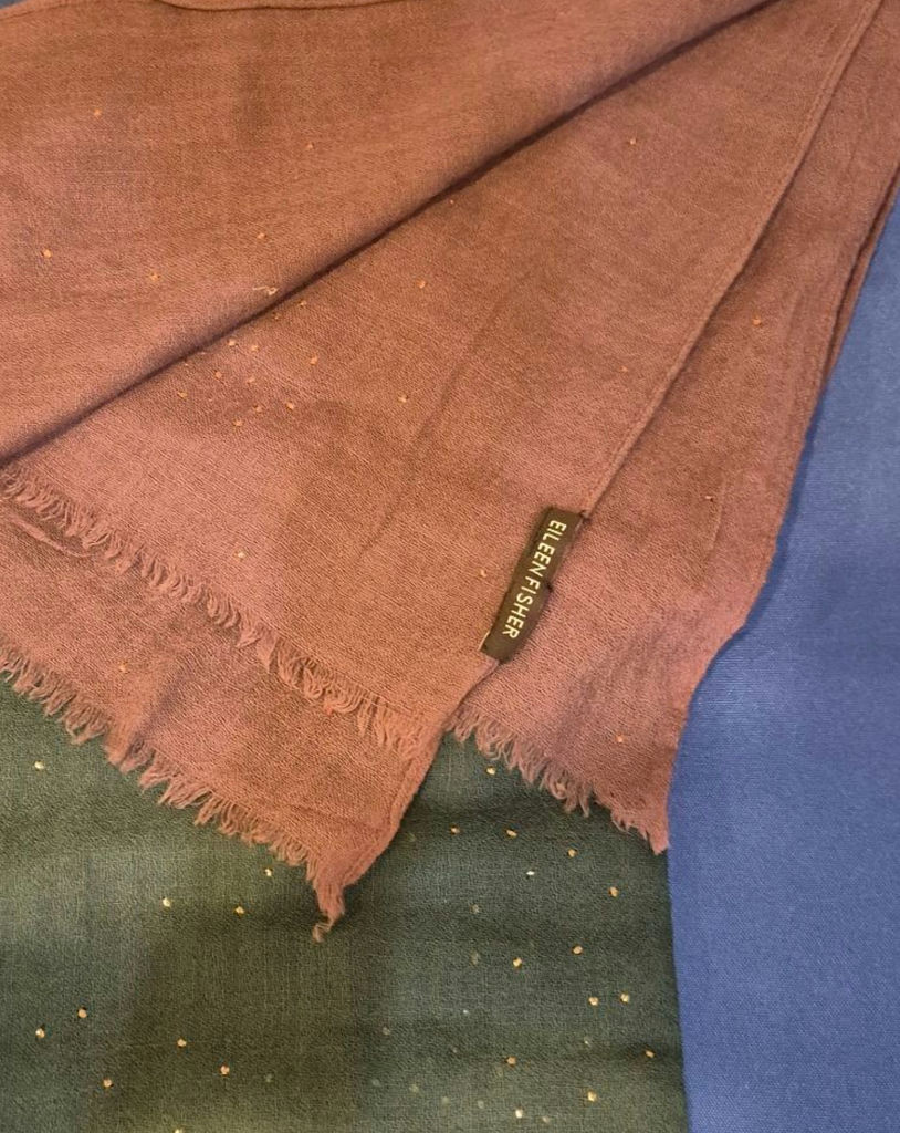 Two Eileen Fisher Fringed Scarves with Metallic Dot Accents - image 2 of 2
