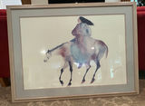 Watercolor painting of a rider on a horse - thumbnail 1 of 3