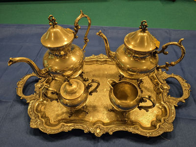 Silver-plated tea service with tray - Image 1 of 10