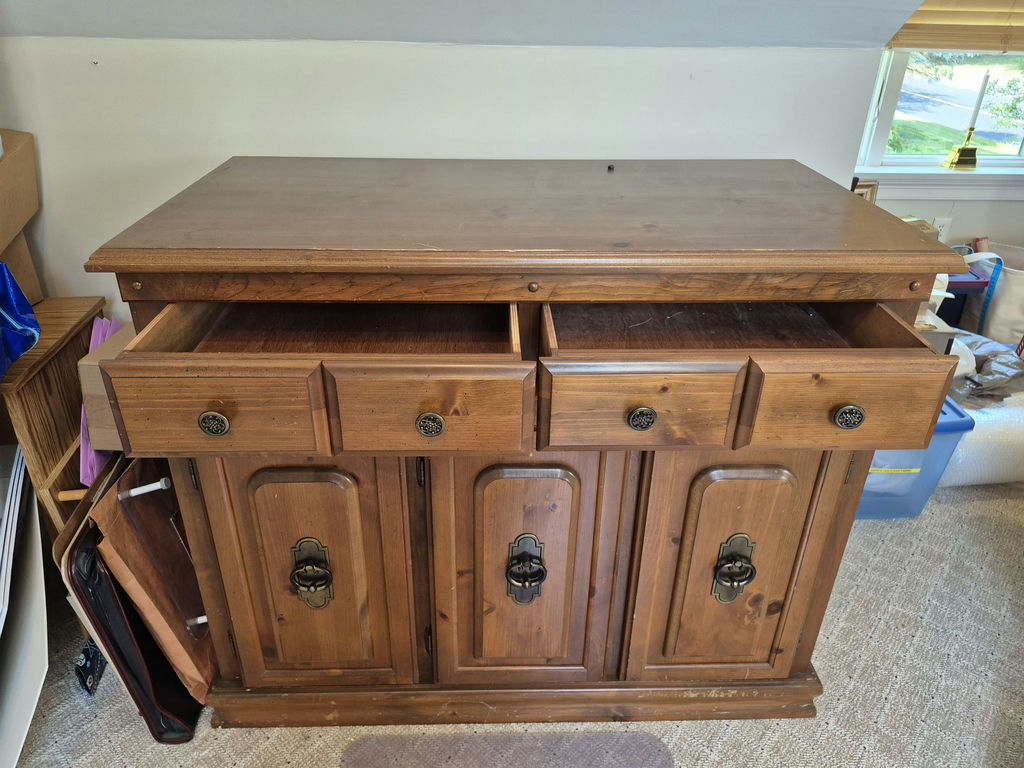 Wood Sewing Storage Cabinet with Drawers and Fold-Out Work Surface - image 4 of 9