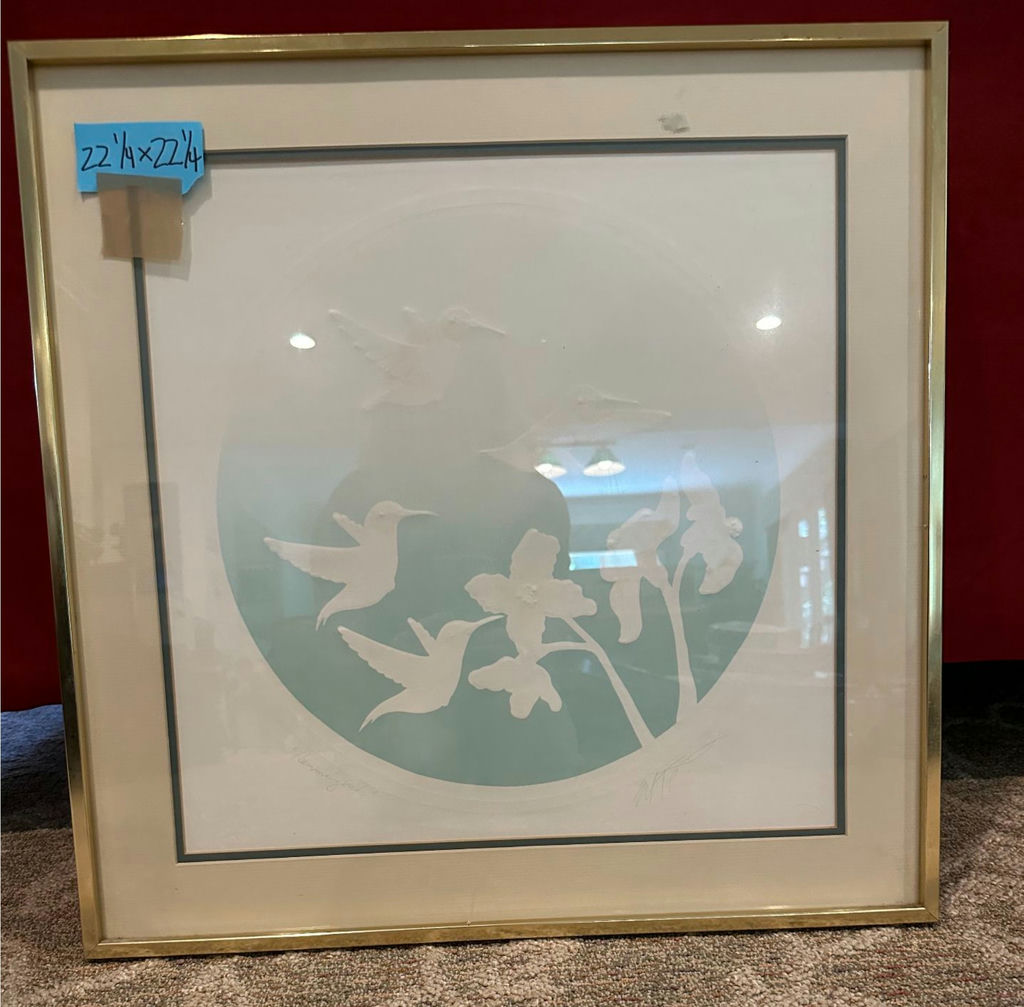 Framed hummingbird and flower silhouette art print - image 2 of 4