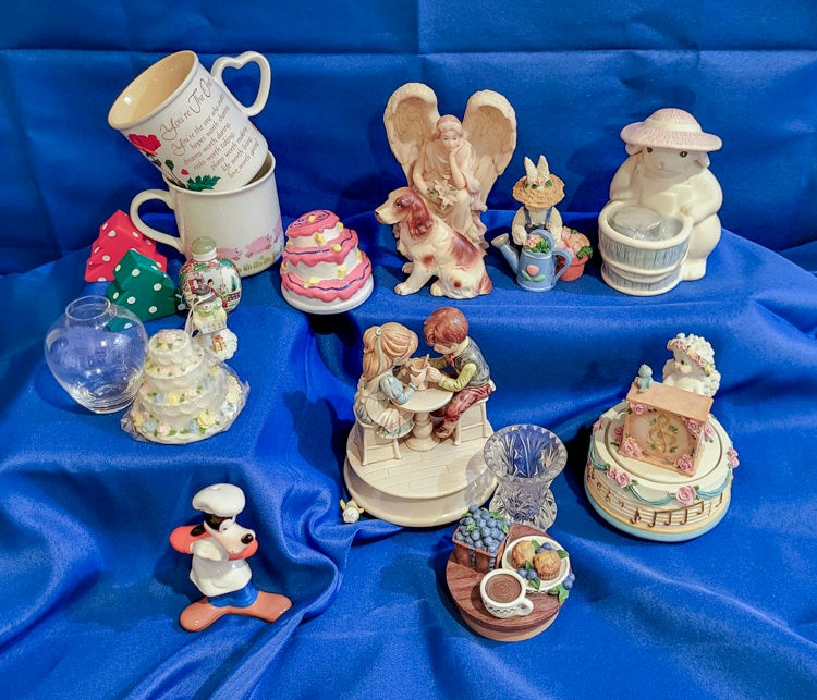 Assorted ceramic figurines and decorative toppers - image 2 of 2