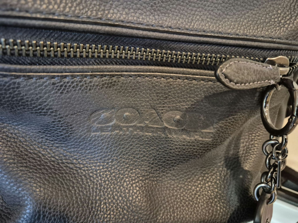 Coach black pebbled leather backpack with flower charms - image 3 of 5