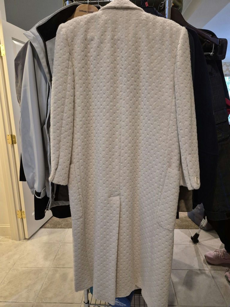 Perry Ellis White Textured Long Coat Size 10 - image 2 of 4