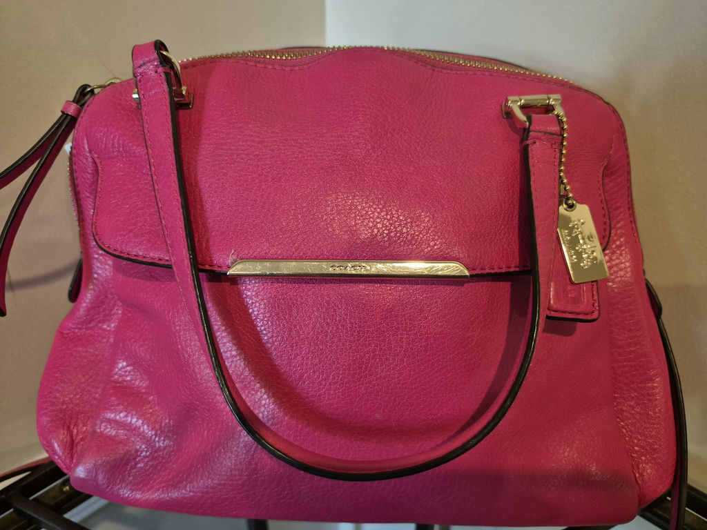 Coach pink leather handbag with gold hardware - image 1 of 4