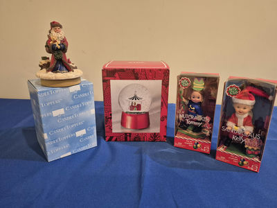 Christmas Figurines, Snow Globe, and Kelly Club Dolls - Image 1 of 2