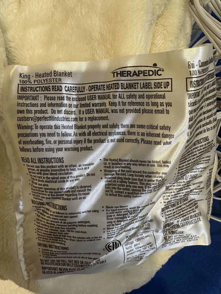 Therapedic King Heated Blanket with Dual Controllers - image 4 of 4