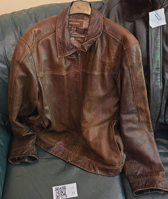 Danier and Joseph Abboud Leather Jackets with Gray Overcoat - Image 1 of 13