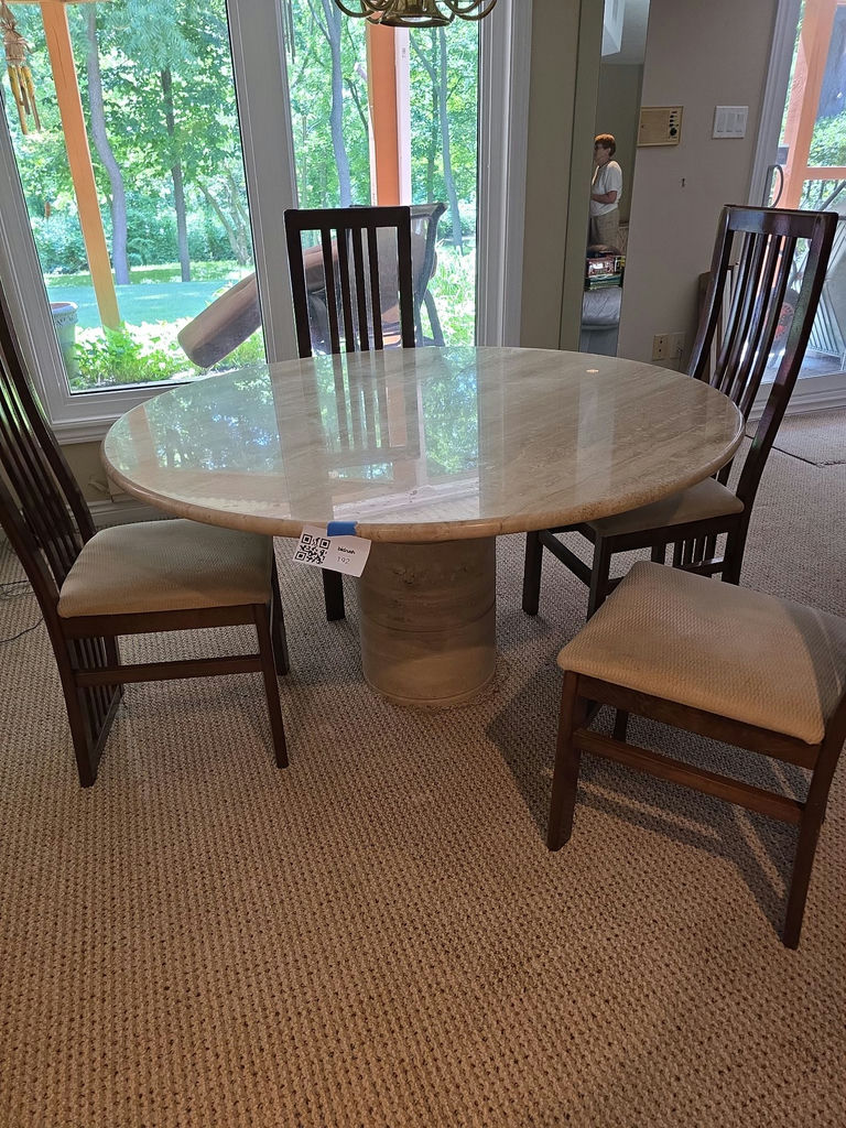 Round Stone Dining Table with Four Chairs - image 1 of 4