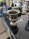 Silver pedestal urn with rope-edge rim and side handles - thumbnail 1 of 2