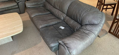Gray leather sofa set with chaise and matching sofa - Image 1 of 3