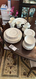 White bone china dinnerware set with dishes, cups, and teapot - thumbnail 1 of 6