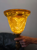 Decorative Bronze Floor Lamp with Amber Glass Shade - thumbnail 2 of 5