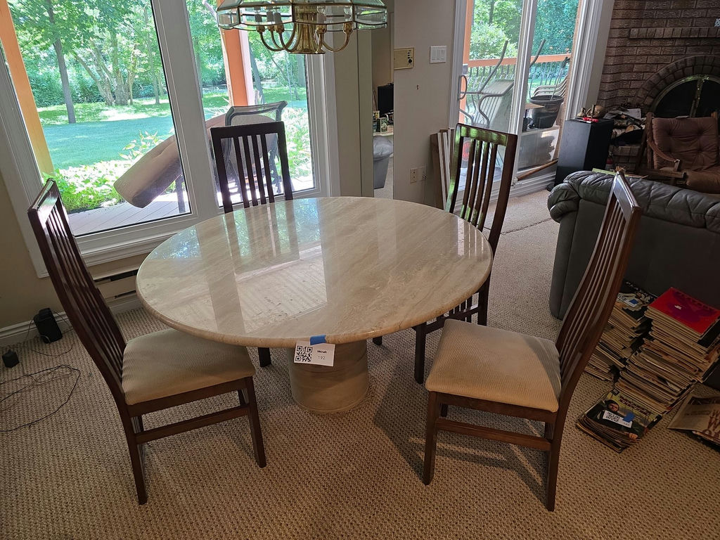 Round Stone Dining Table with Four Chairs - image 4 of 4
