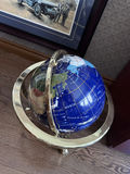 Decorative blue world globe on metal stand - thumbnail 1 of 3
