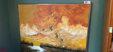 Framed Landscape Painting with Birds - thumbnail 2 of 2