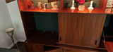 Wooden mid-century cabinet with hutch and drop-down desk - thumbnail 3 of 7