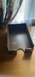 Wooden office desk with built-in drawers, matching cabinet, monitor, lamp, and filing cabinet - thumbnail 10 of 11